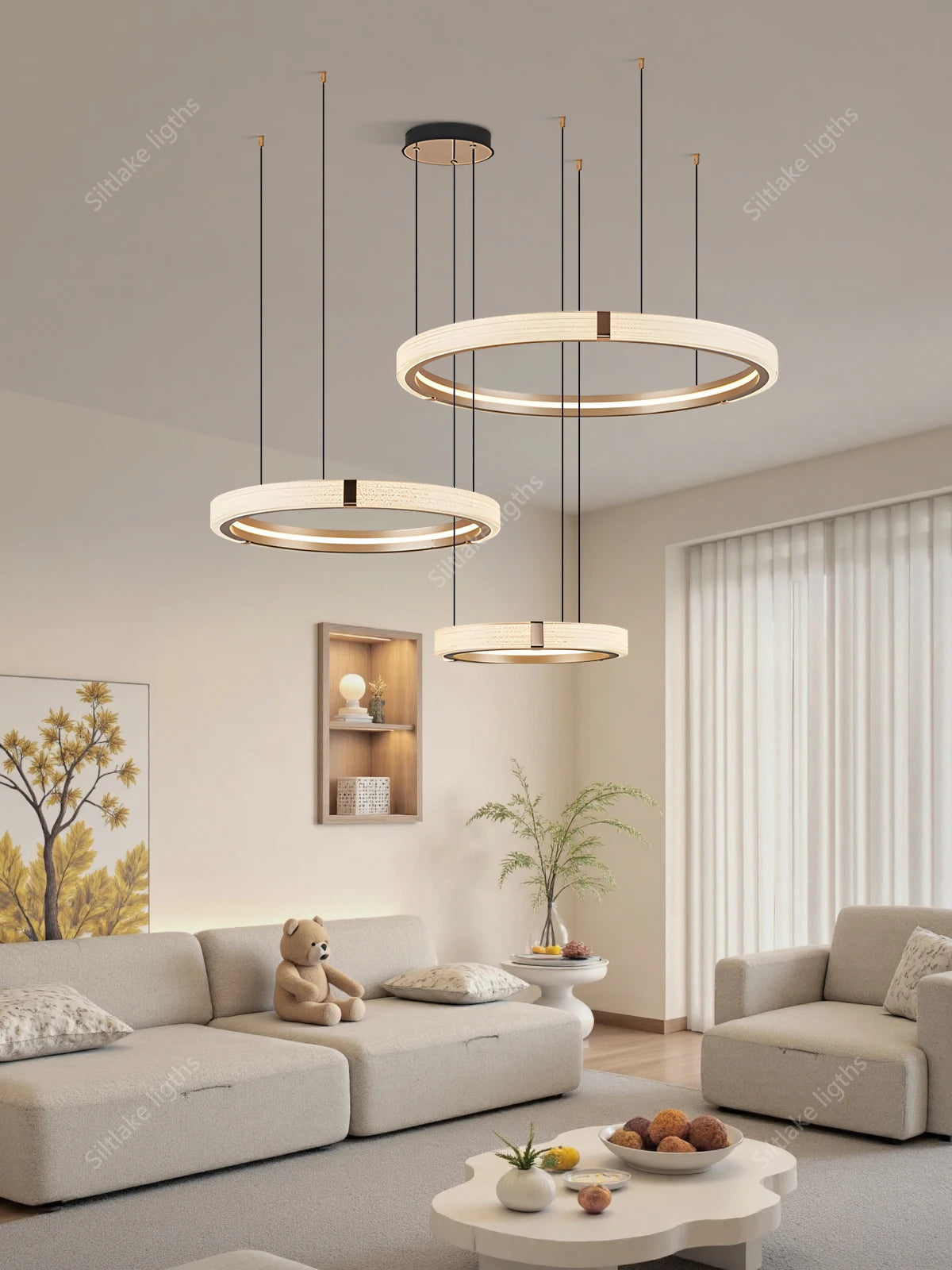 Modern Round LED Ring Light – Adjustable Minimalist Pendant 40-80cm Tidesmit