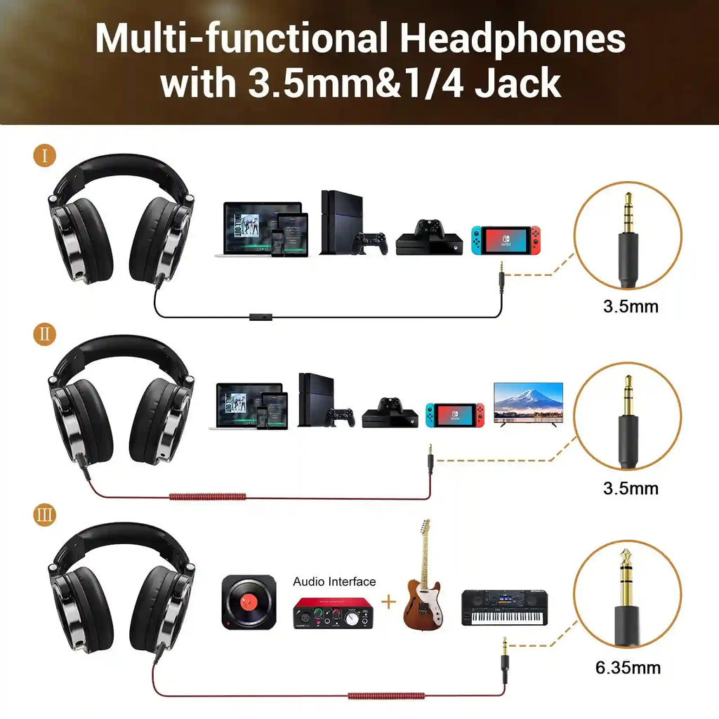 Wired Over-Ear Studio Monitor Headphones with Mic - Tidesmit Pro 10 Tidesmit