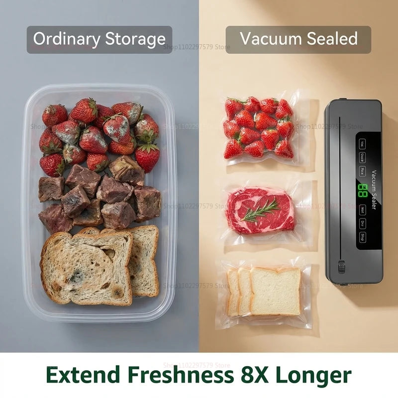 Vacuum Sealer Machine for Dry and Wet Food Food Storage Sealing with Built-in Cutter UV Kitchen Food Vacuum Packaging Machine