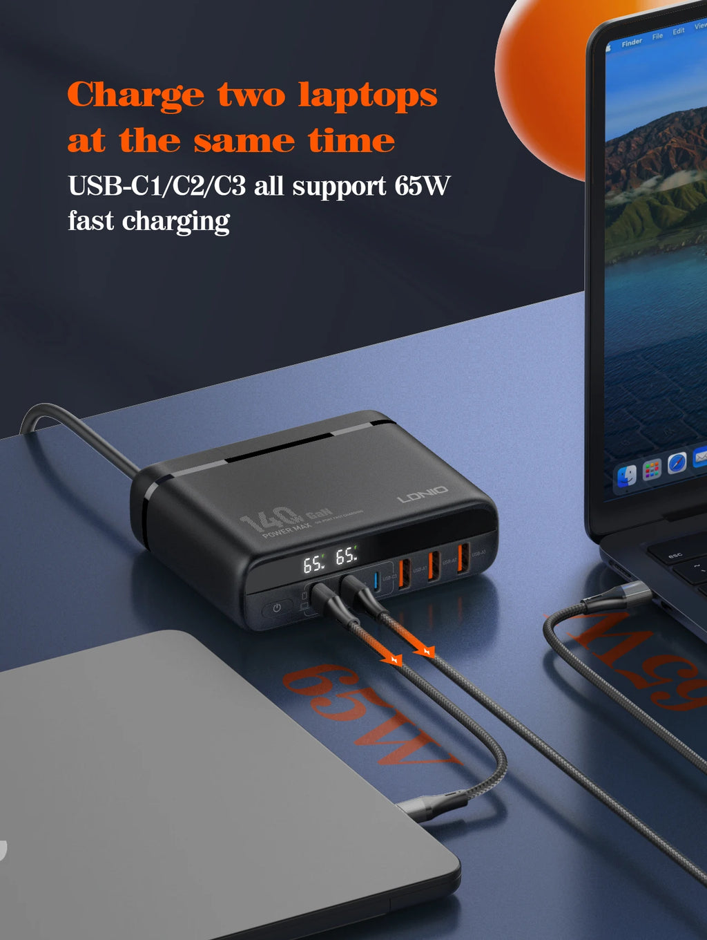 140W GaN USB C Charging Station 6-Port Hub for Universal Travel Tidesmit