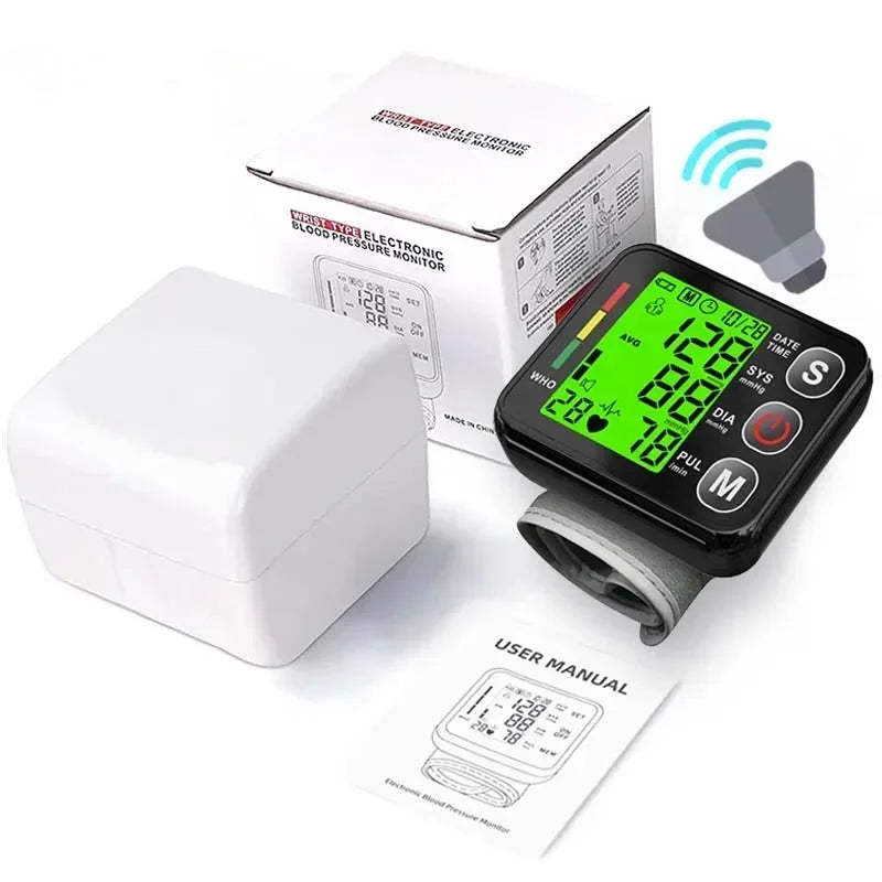 English Voice High Accurate BP Monitors Wrist Blood Pressure Monitor Tonometer Digital Sphygmomanometer Electronic Bp Monitors