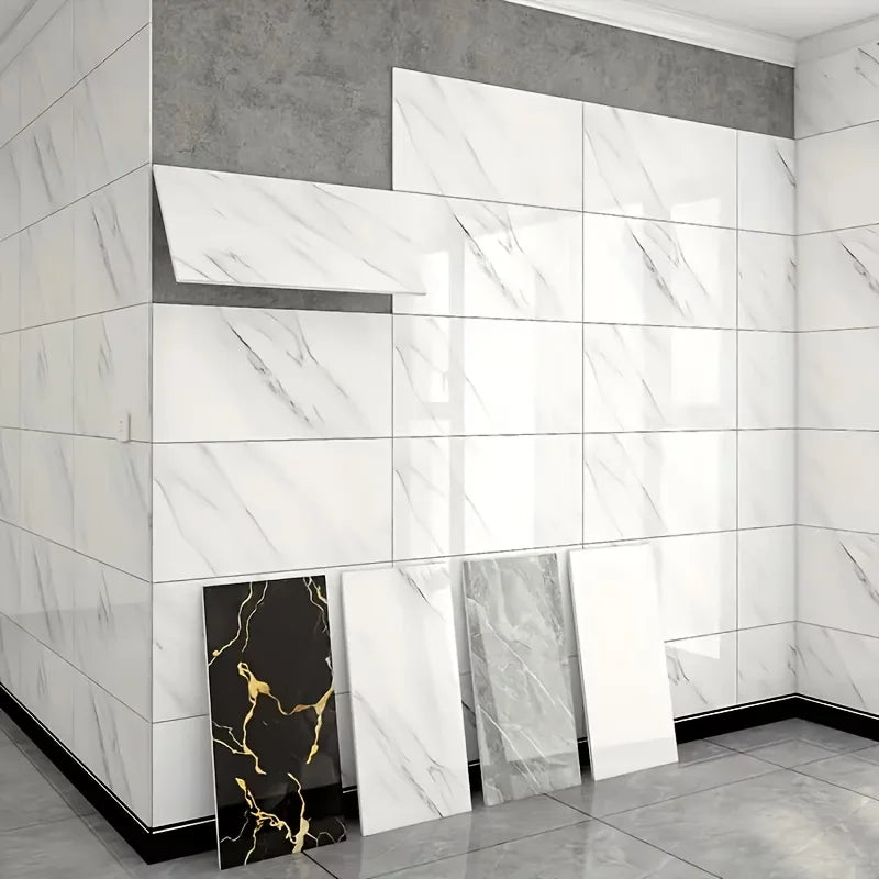 20/40Pcs 30cmx60cm 1mm Thick Self-adhesive Marble Tiles Sticker Waterproof Floor Sticker PVC Tile Kitchen Bathroom Wall Sticker Home Decor