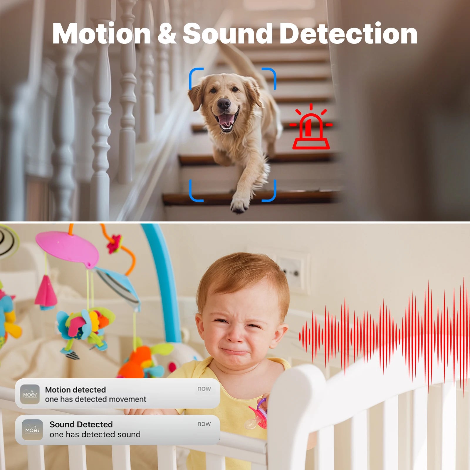 MOES Tuya WiFi Smart Baby Monitor Security Camera 4.5 Inch LCD Screen PTZ Zoom Video Surveillance Temperature Sensor
