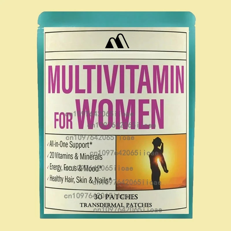 Womens Multivitamin Transdermal Patches with Vitamin A, B , C, D, and E, Calcium and Magnesium, Immune Support 30 Patches