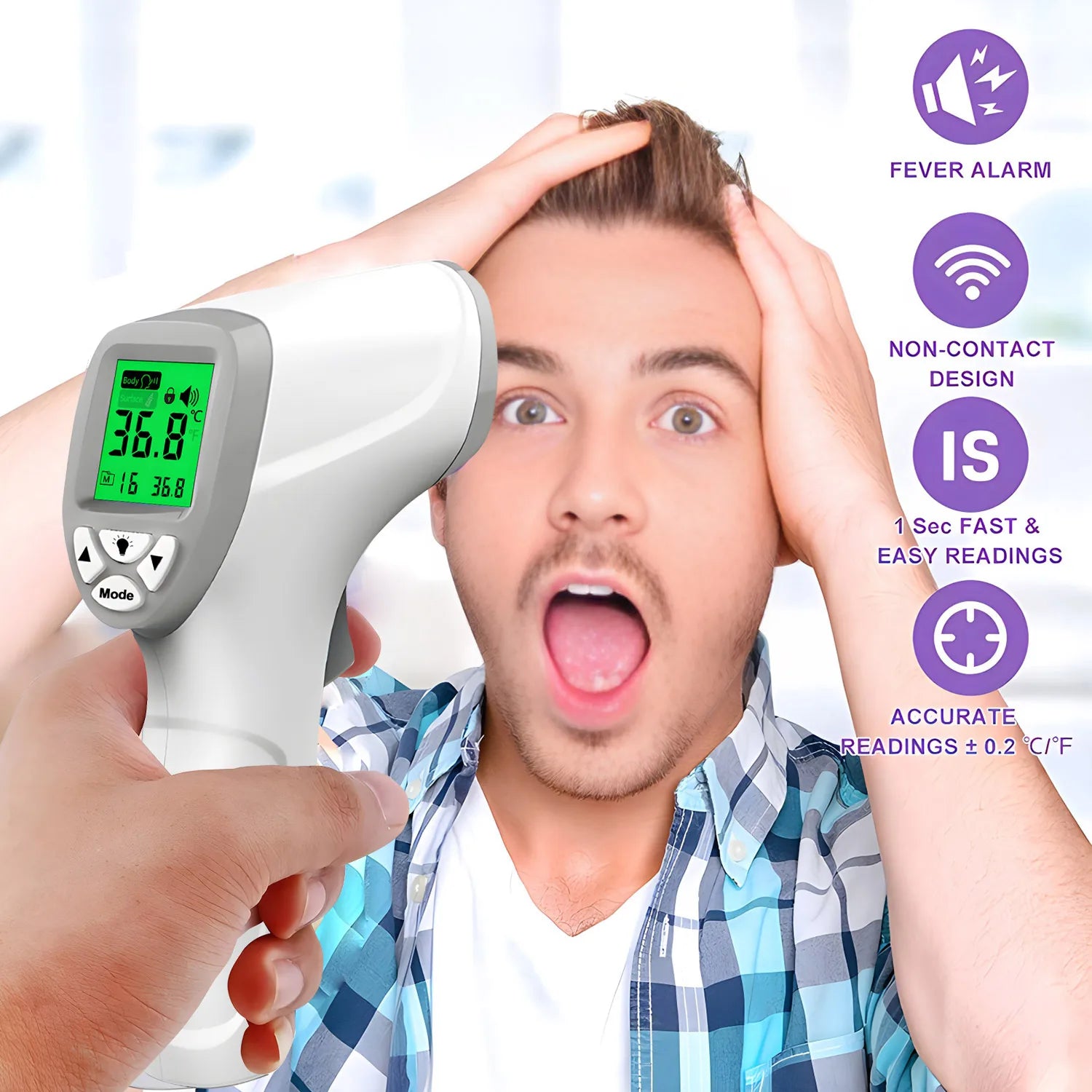 amzwn Baby Digital Infrared Forehead Thermometer Fever Contactless Clinical Electronic Medical Temperature Meter Adult