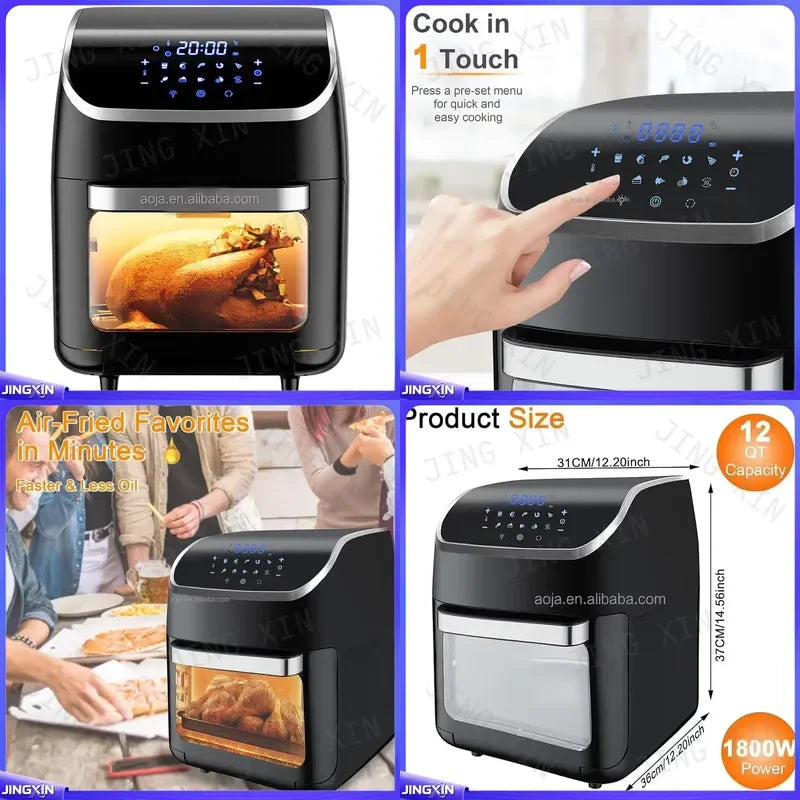 custom for 12L 14L 18L 20L Air Fryer Oven Digital Electric Deep Fryer Household Kitchen Appliance Large Capacity Oil Free