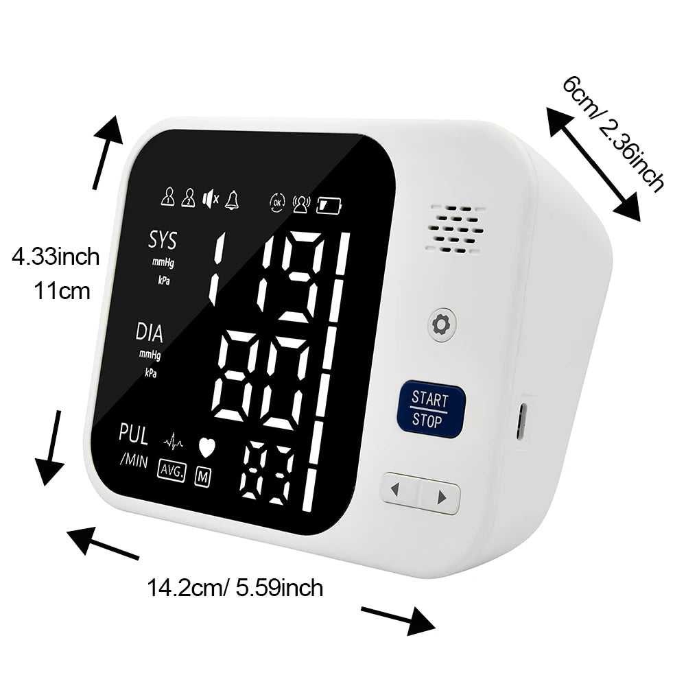 Pressure Tonometer Automatic Digital Arm Blood Pressure Meter Portable Upper Cuff Tensiometer Heart Rate Pulse Bp Monitor