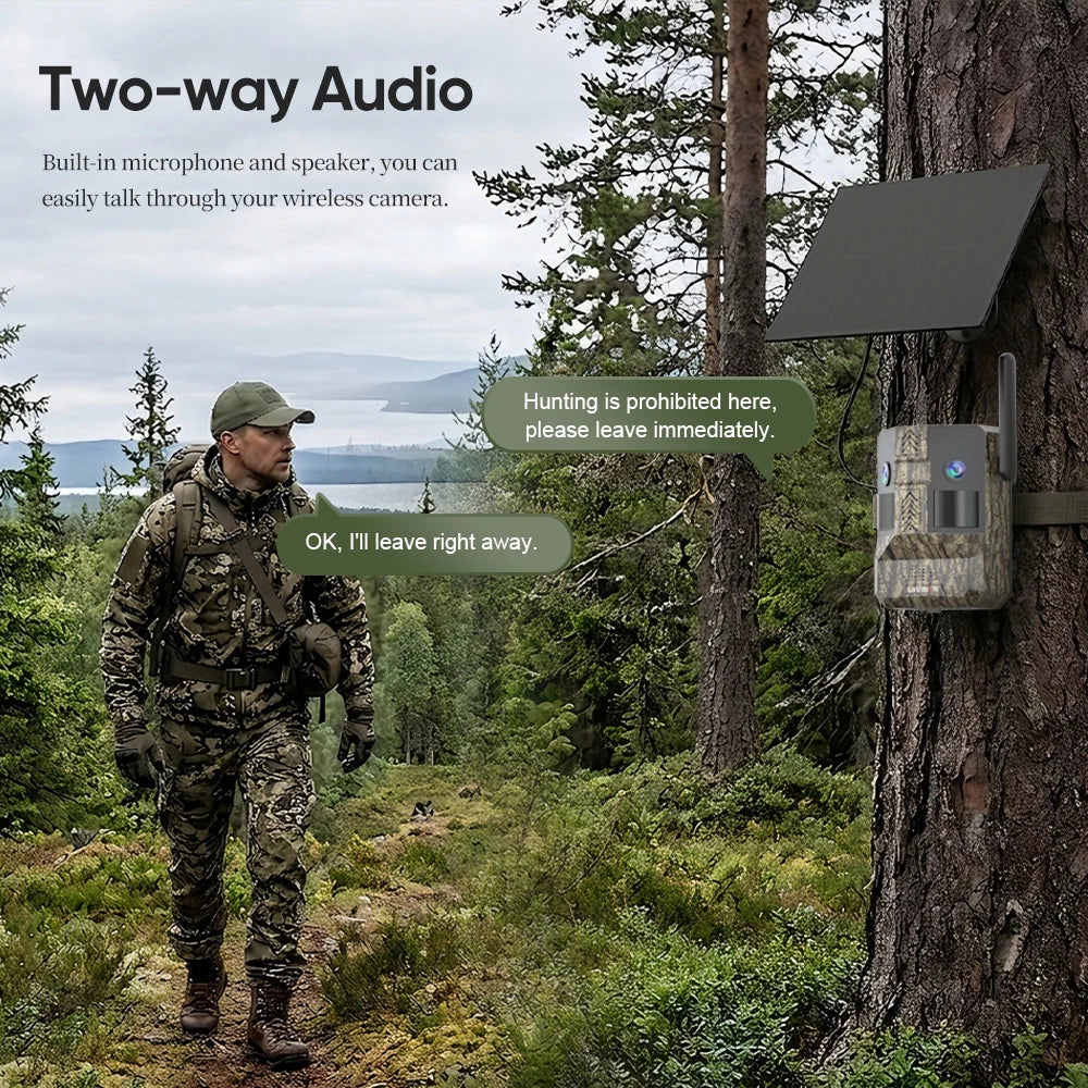 UCON 24MP Outdoor Solar Cellular Trail Camera Wildlife Camera Dual Screen Dual PIR Animal Detection 0.2s Triggered Night Vision