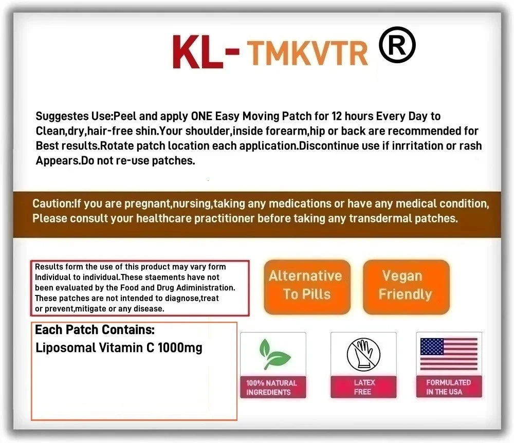 Tidesmit 30 Liposomal Vitamin C Transdermal Patches for immune support, antioxidant benefits, and skin health.