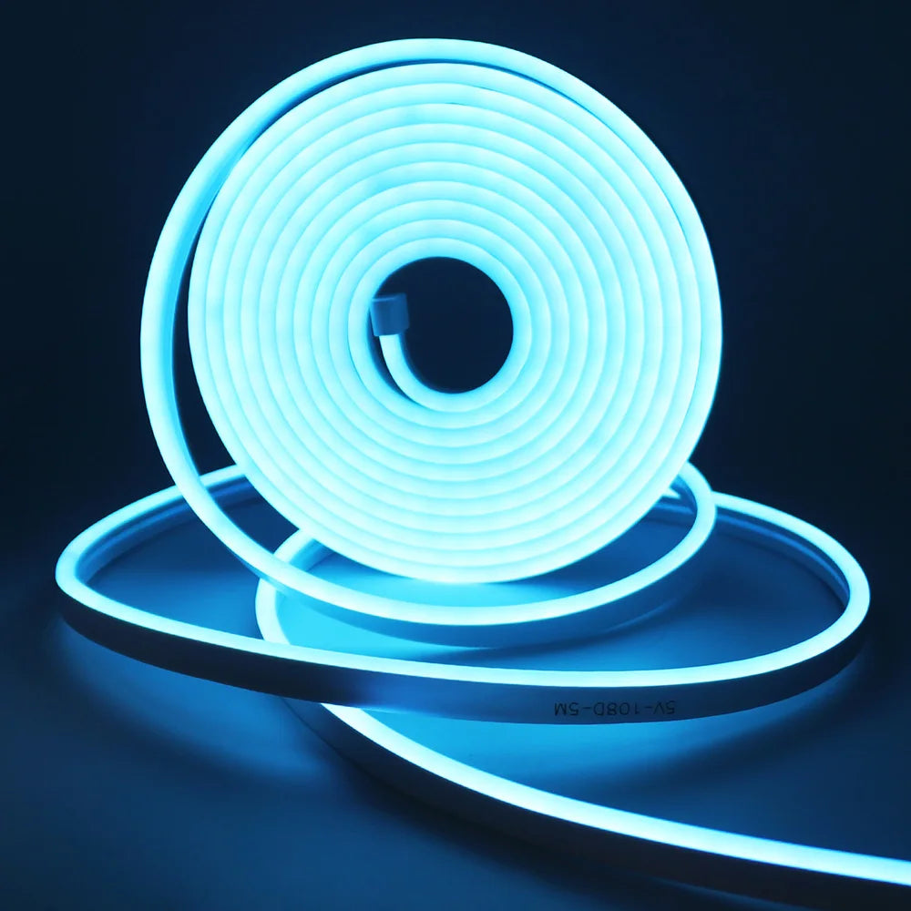 5V USB RGB LED Neon Strip Light 24key Remote Control Adhesive Tape 3535 108LED/m 6x12mm Waterproof Flexible Lamp Home Decoration