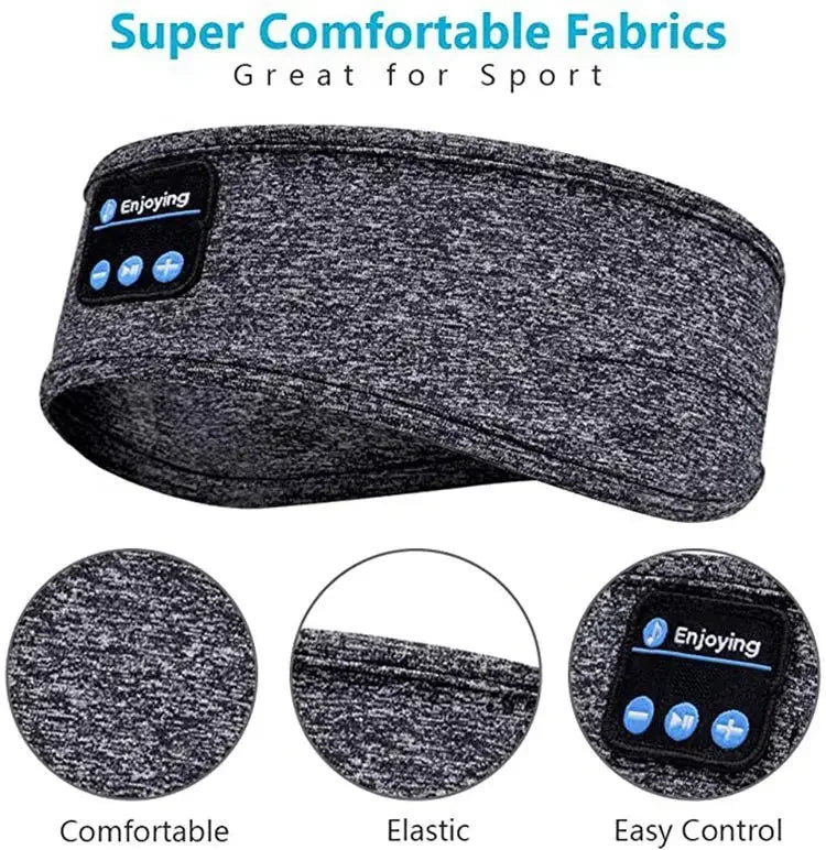 Bluetooth Sleep Headband Wireless Headphones - Breathable Fabric (Gray/Black) Tidesmit