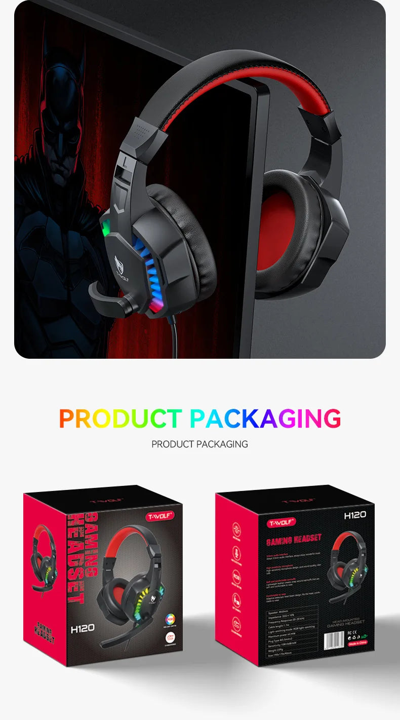 Gaming Headphones with RGB Microphone & Stereo Bass - H120 Tidesmit
