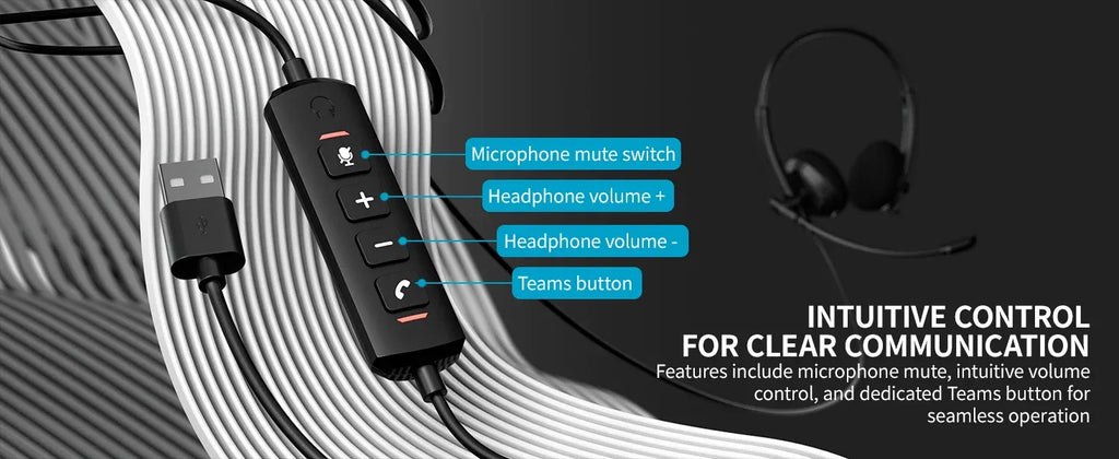 USB PC Headset with Microphone | Tidesmit Office Audio | Model 01 Tidesmit