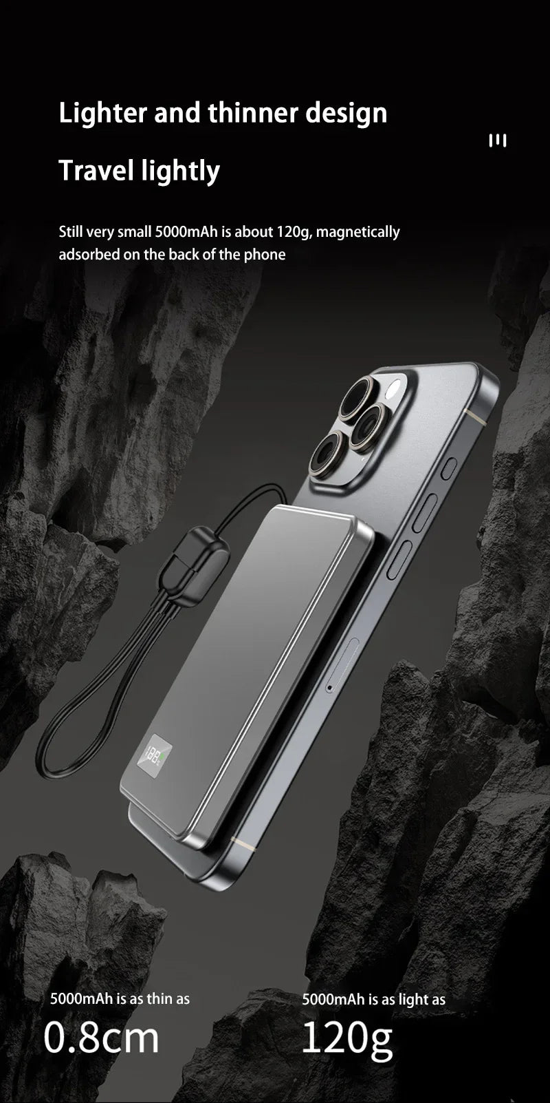 Tidesmit 50000mAh Magnetic Power Bank - 120W PD Fast Charging Portable Tidesmit