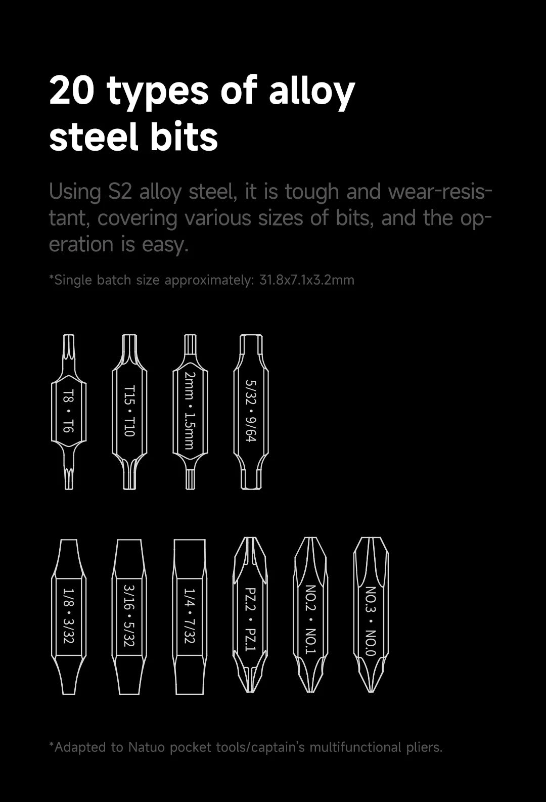 NexTool 20 Types of Hex Bit Accessory Kit Screwdriver Set for NexTool Pocket Tools E1 Flagship Captain Hand Tools Multi-tool