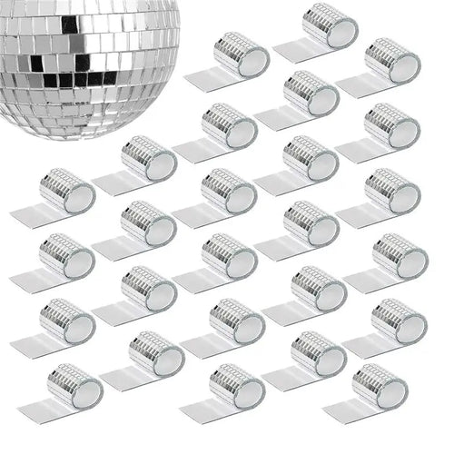 Silver mirror mosaic tiles self-adhesive sticker set, curved strip pieces
