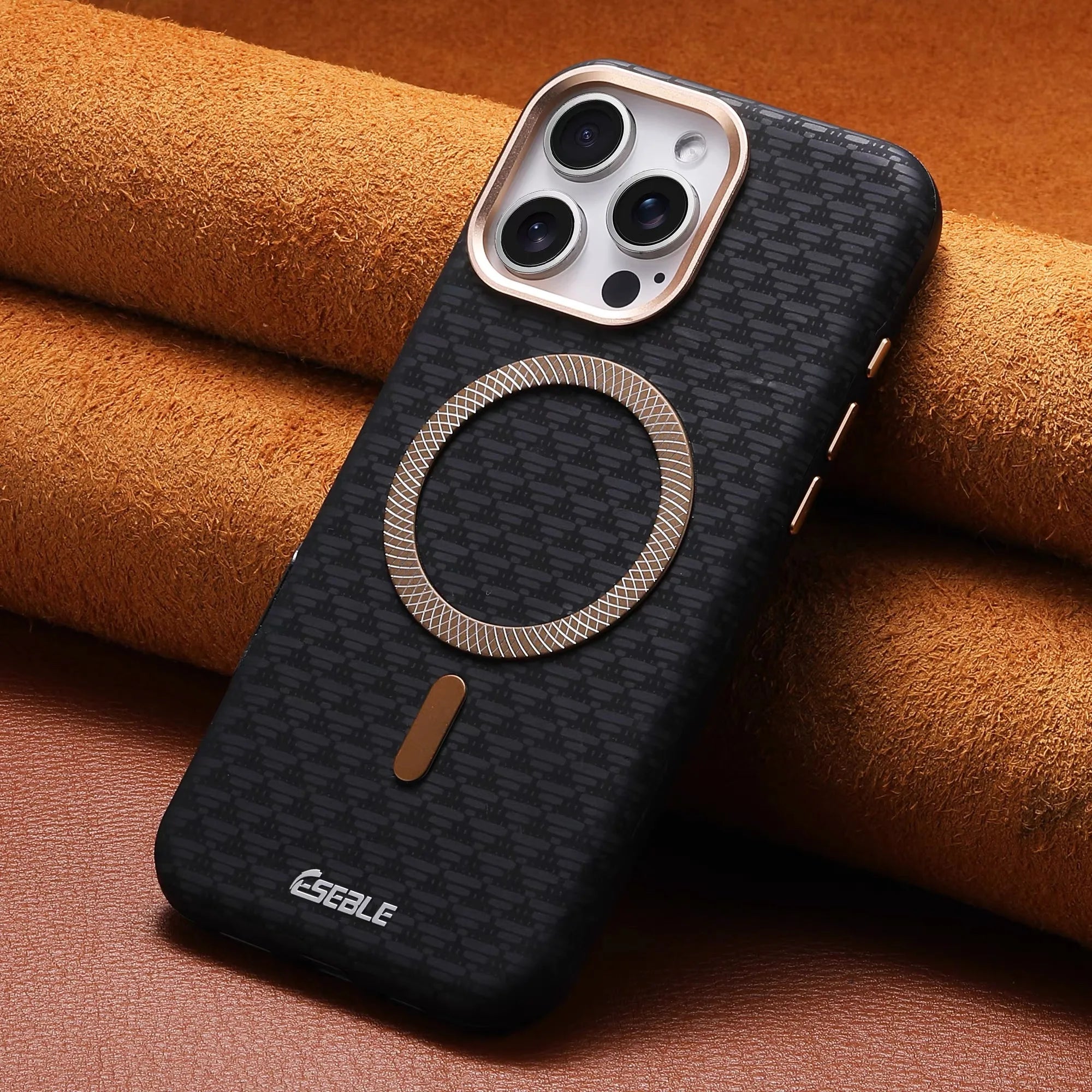 Magnetic Leather iPhone Case | Shock-Absorbing & Wireless Charging Compatible Black Tidesmit