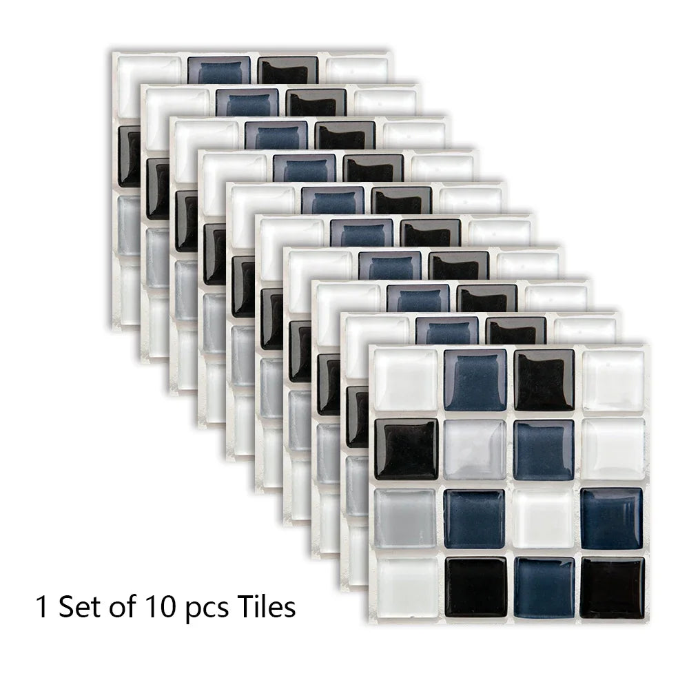 10pcs Purple Mosaic Hard Tiles Sticker Flat Printed in 2d Transfers Cover for Kitchen Bathroom Wallpaper Peel & Stick Wall Decal
