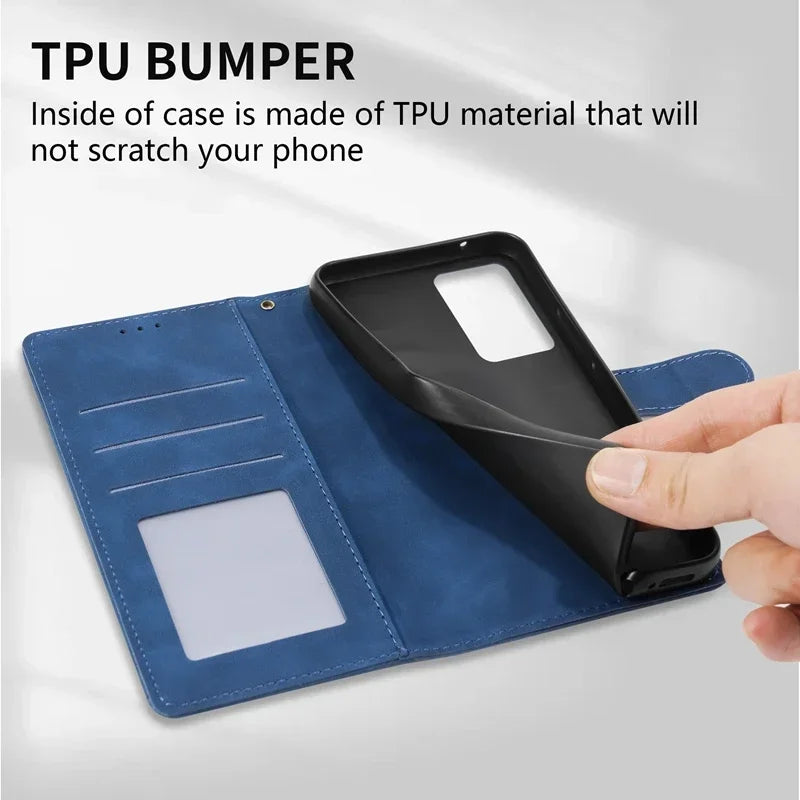 Redmi Note Wallet Case - Shock-Absorbing Leather Flip Cover Tidesmit