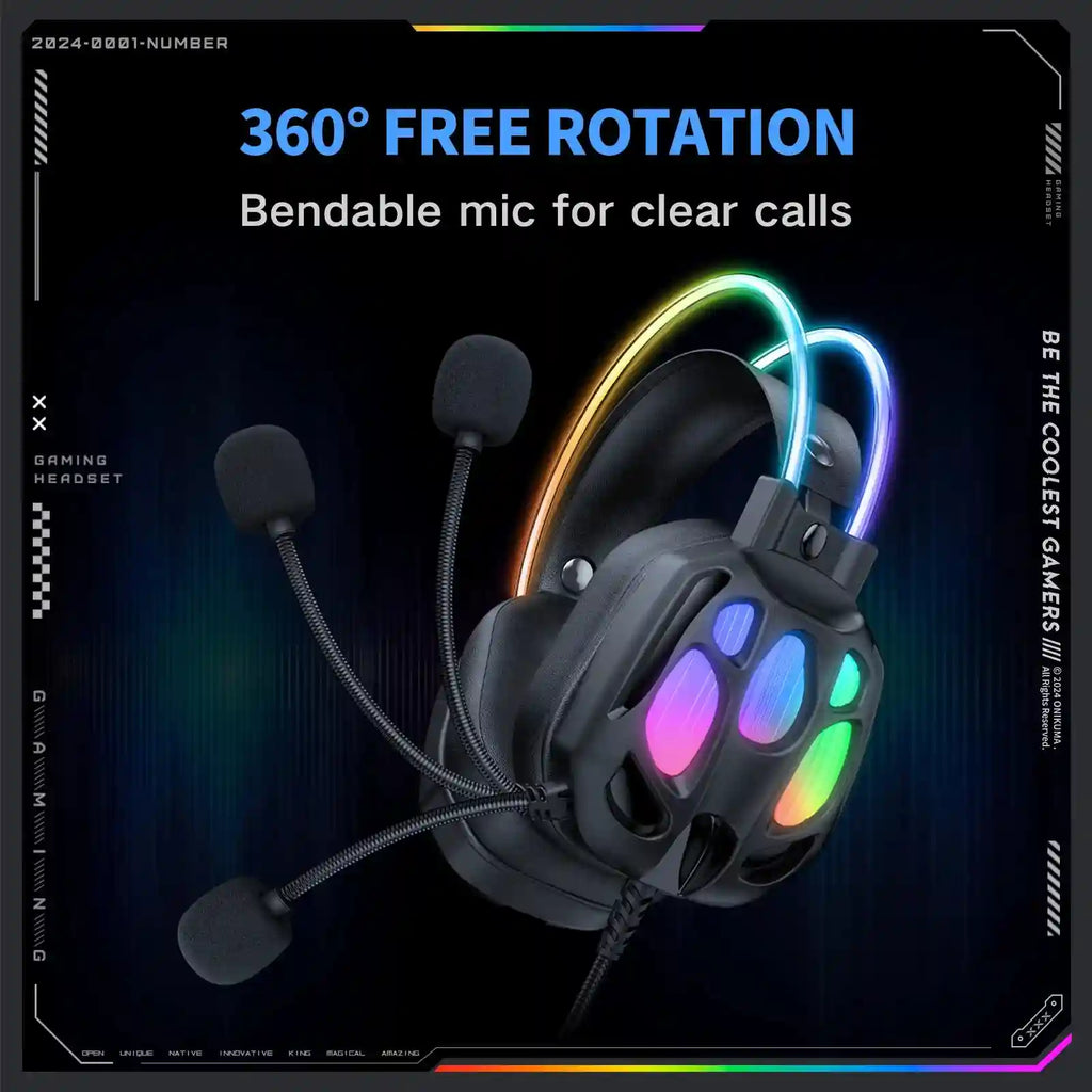 ONIKUMA X89 Gaming Headphones: Surround Sound Over-Ear Wired Headset Tidesmit