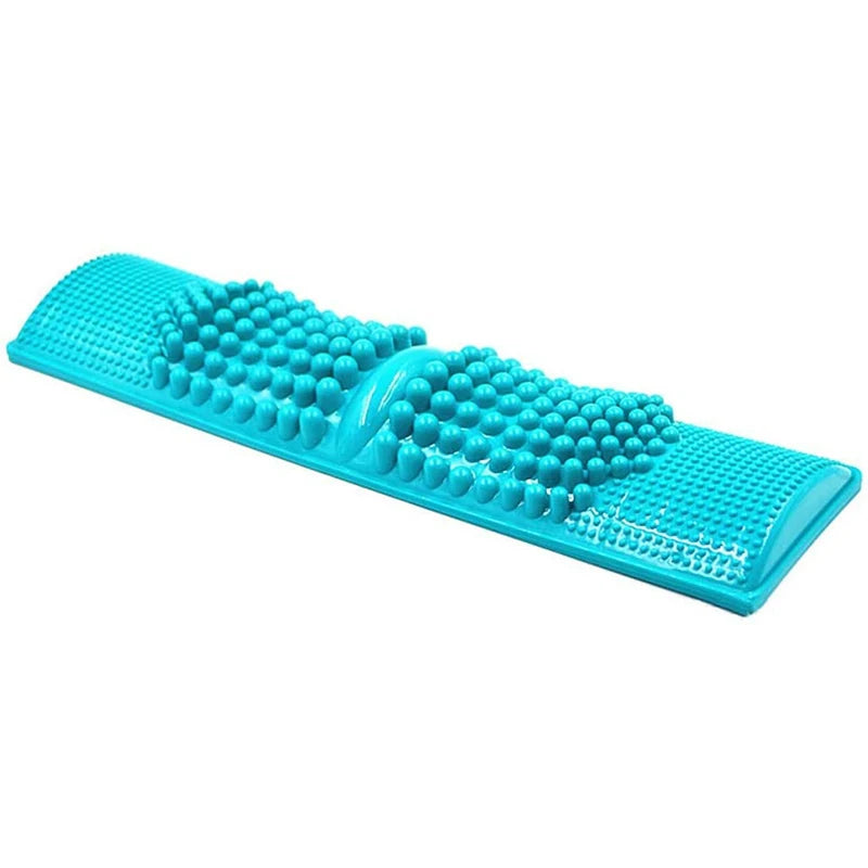 Blue plastic portable foot massage roller mat for acupressure, reflexology, pain relief, and stress reduction.