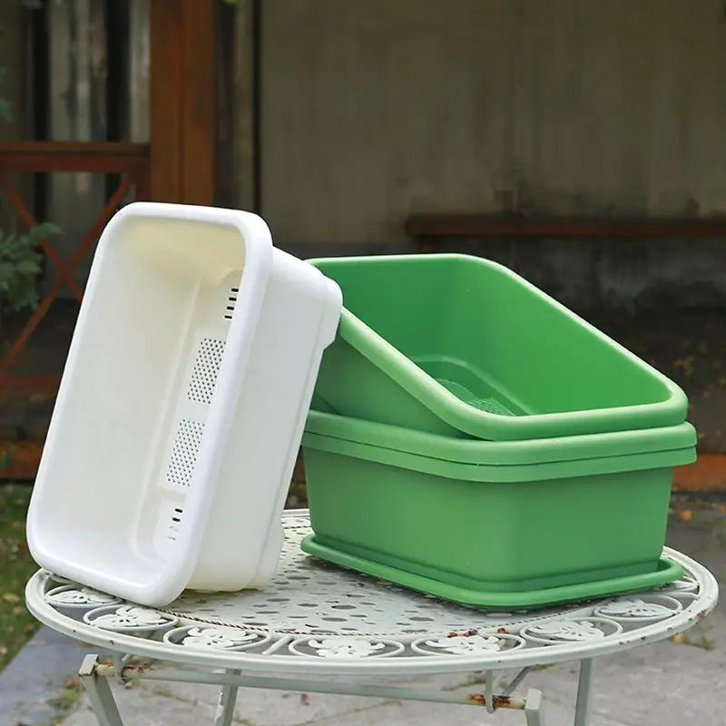 textureVegetable Planters Plastic Set with Tray Rectangular Flowerpots for Indoor Balcony Use DIY Home Gardening