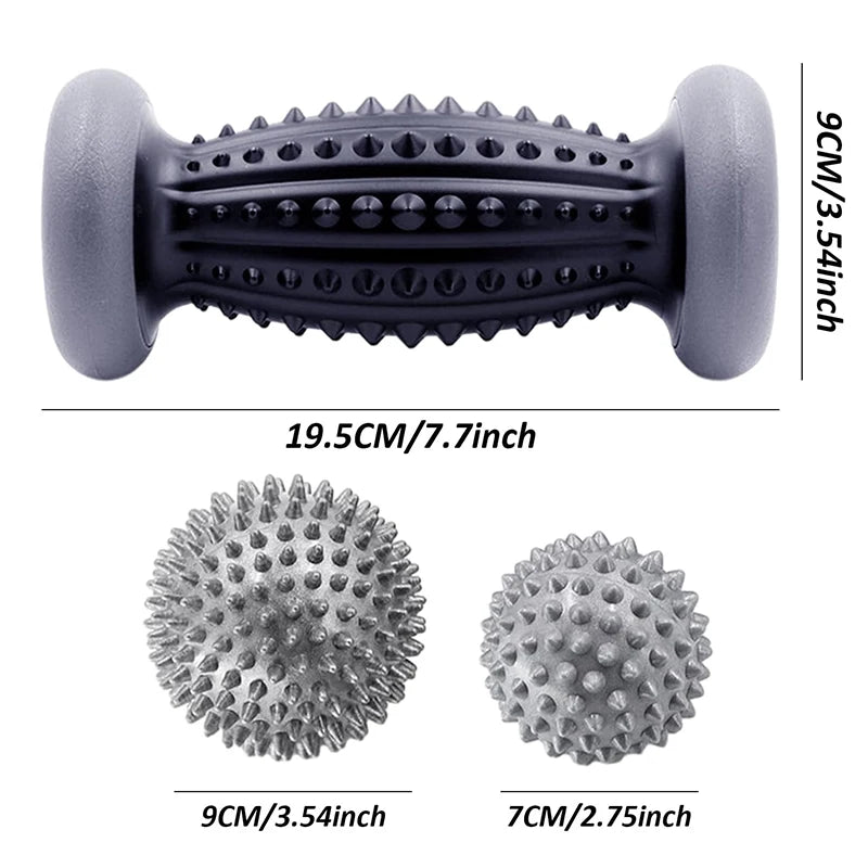 Foot Massage Roller and Spiky Ball Set for Targeted Muscle Relief Back Massage Instrument 1roller 2ball Tidesmit
