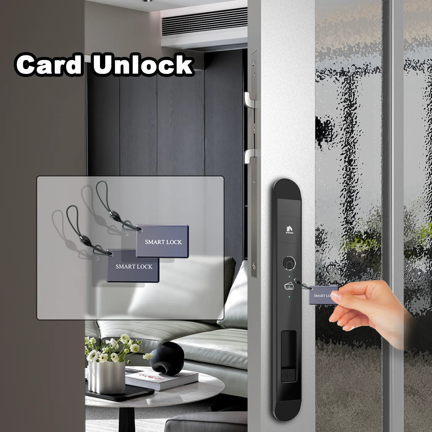 WINFREE Digital Slim Swing and Sliding Door Smart Tuya Bluetooth Lock Compatible Alexa or Google Smart Home