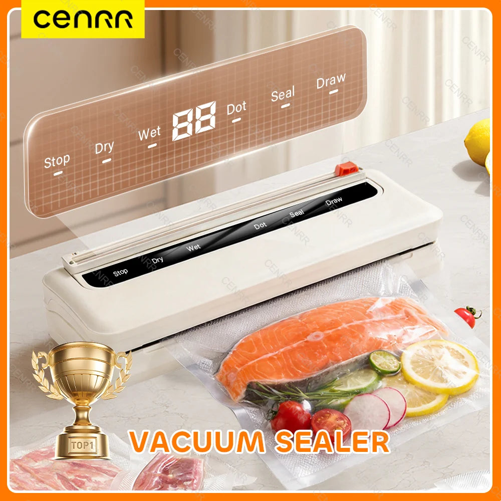 CENRR NEW Electric Vaccum Sealer Dry/Wet Food Packaging Machine Bag Sealing With UV Food Cutter Food Vacuum Packaging Machine