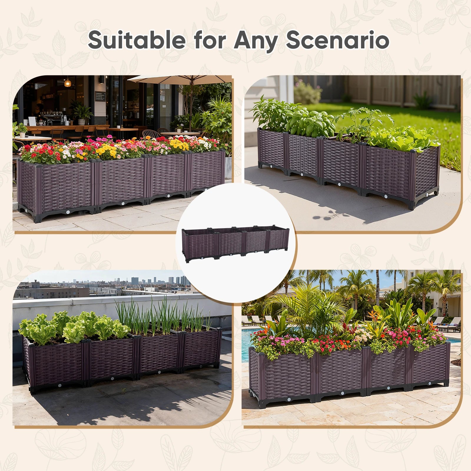 Large Raised Garden Bed Outdoor Galvanized Planter Box with Open Bottom Oval Planter Raised Bed for Gardening Plants