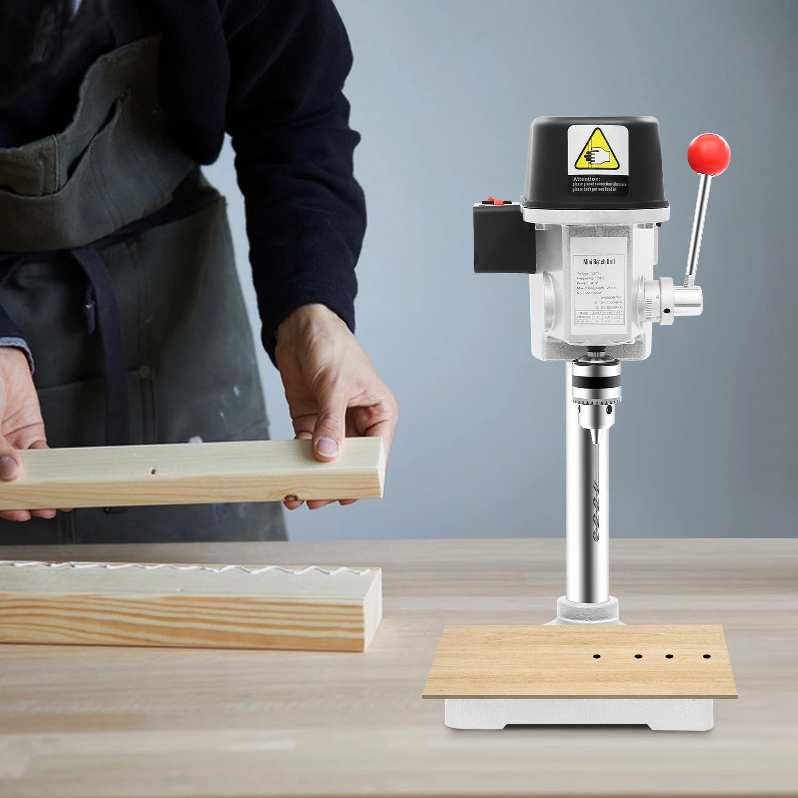 340W Portable Bench Drill Machine Mini Table Drilling Tool Electric Bench Drill Press 220V for DIY Iron Wood Plastic Board
