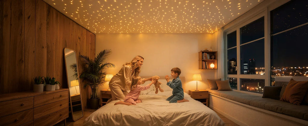 Car Home Use APP Control Fiber Optic Light Kit, 16W RGBW Music Mode Star Ceiling Sky Light with 500/1000 Strands 6.5ft/ 2m Optical Fiber Cable, and More Than 10 Million Colors