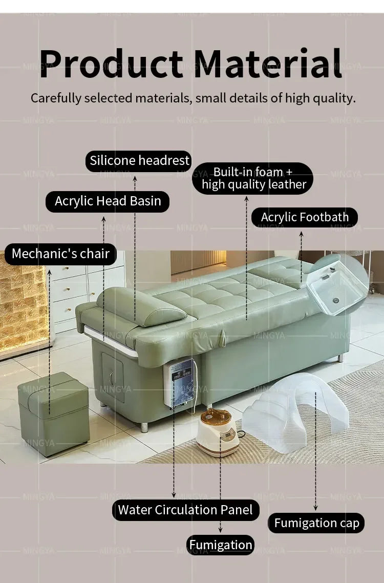 Electric Shampoo Massage Bed - Professional Salon Recliner with Heat Massage Chairs Tidesmit