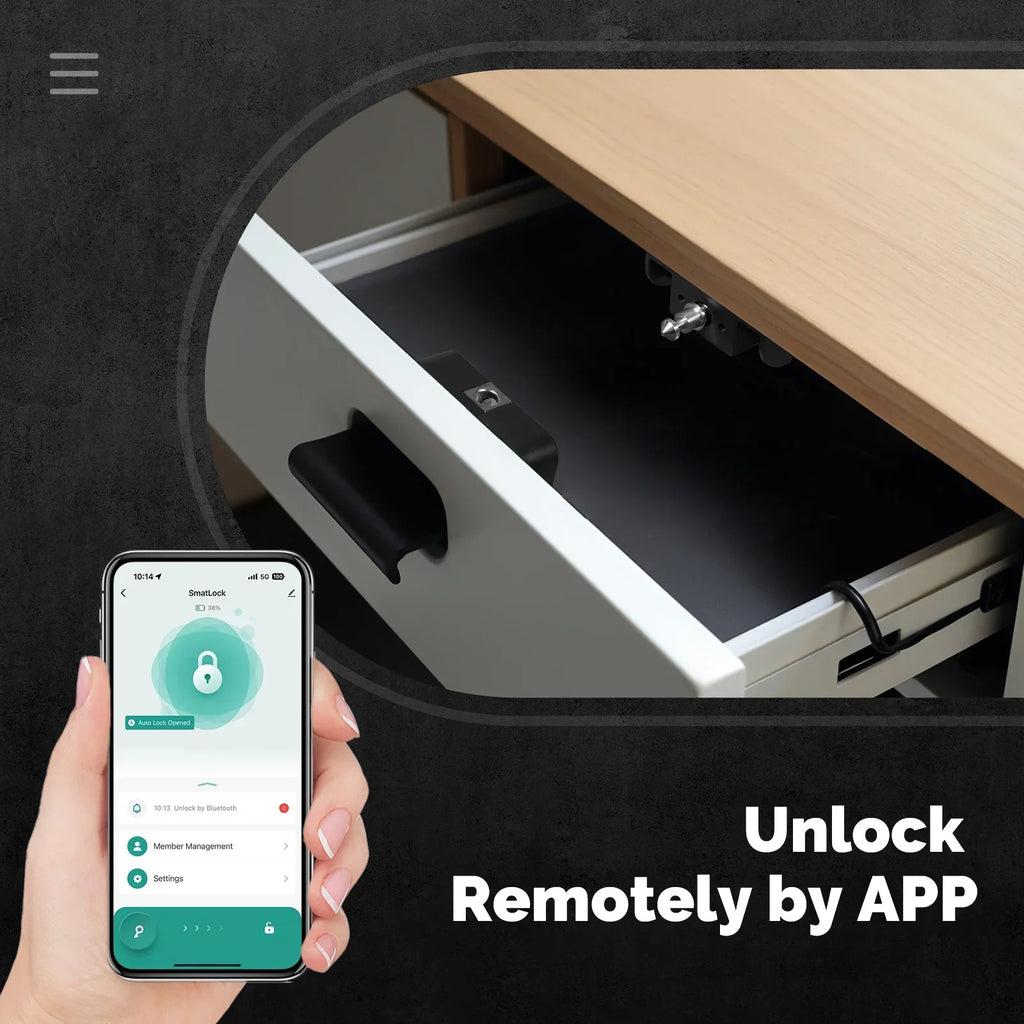 MOES Smart Bluetooth Drawer Lock Tuya App Remote Control Keyless IC Card Hidden Security Furniture Lock for Wood Cabinet Locker