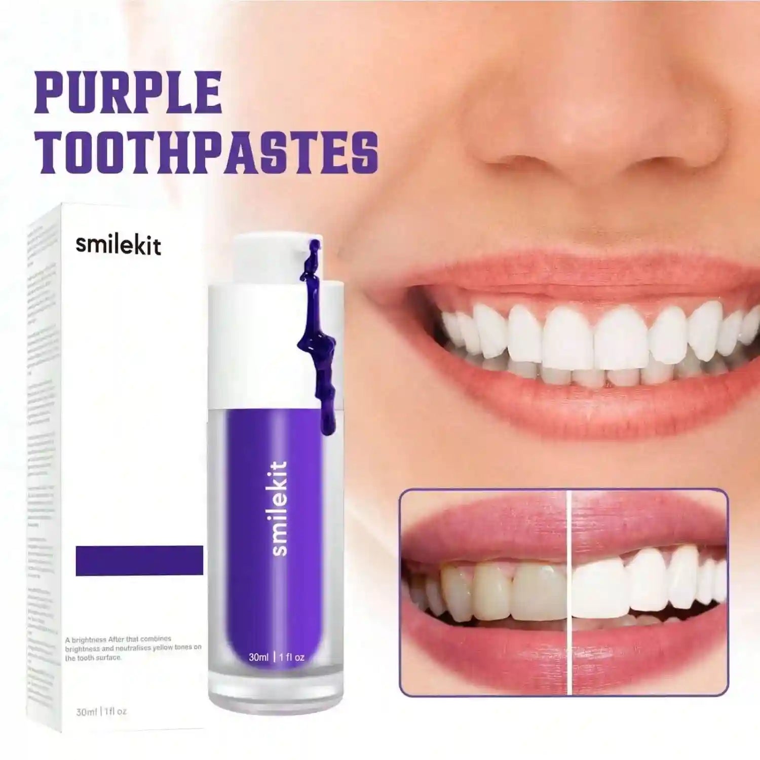 Tidesmit Purple Corrector Serum Teeth Whitening Toothpaste for Removing Stains and Yellow Teeth