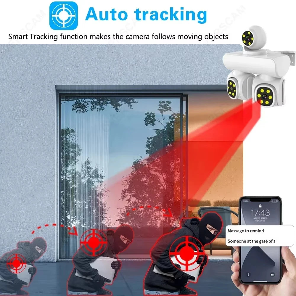 15MP Wireless Three Lens Three Screen Outdoor ICam365 APP PTZ IP Camera Surveillance Camera With Auto Tracking