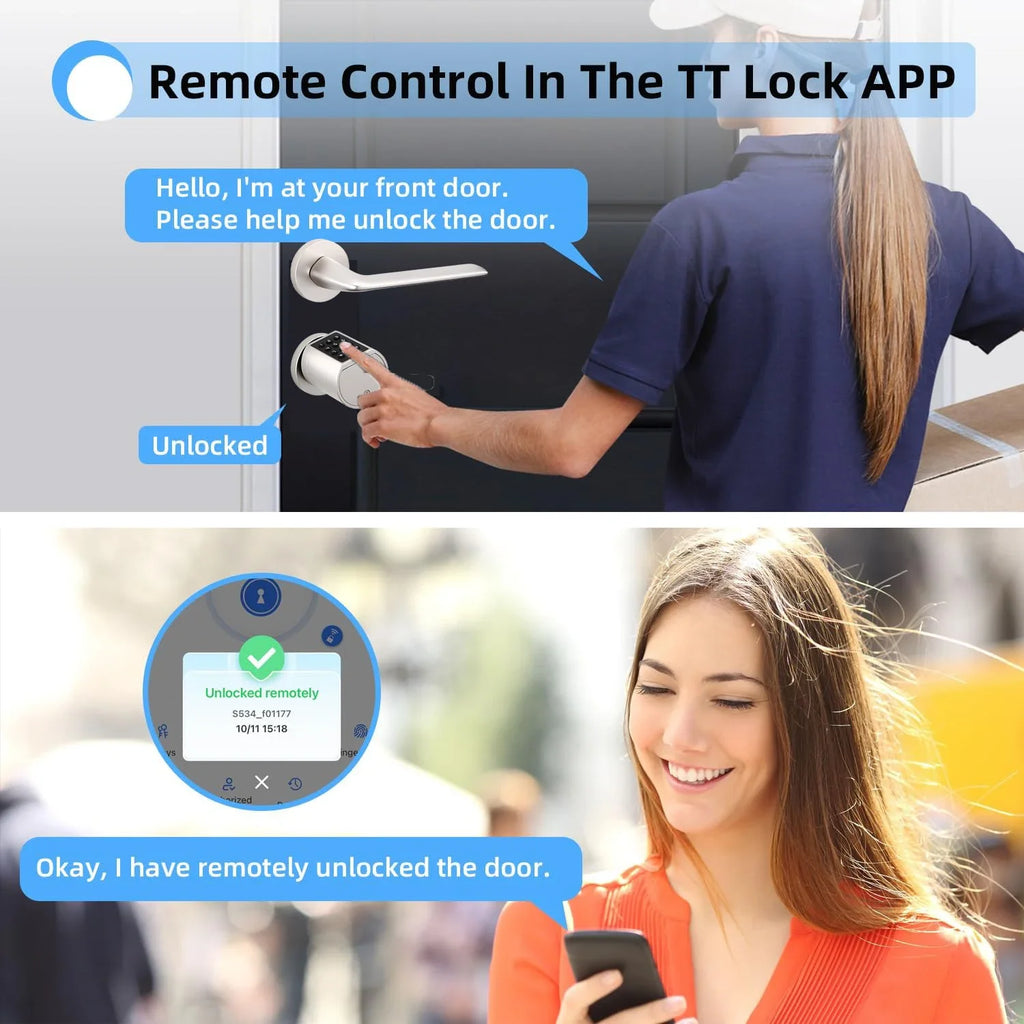 TTlock App Control Low Consumption Smart Lock Electronic Fingerprint Door Lock ForAccess Control By Alexa/Google Assistant