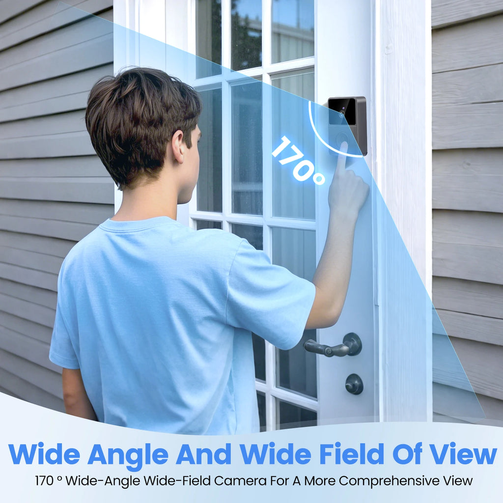 4.3 Inch Doorbell with Camera, Video Doorbell Radio IP65 Waterproof Door Intercom 170° Viewing Angle, Night Vision, 6 Ringtones
