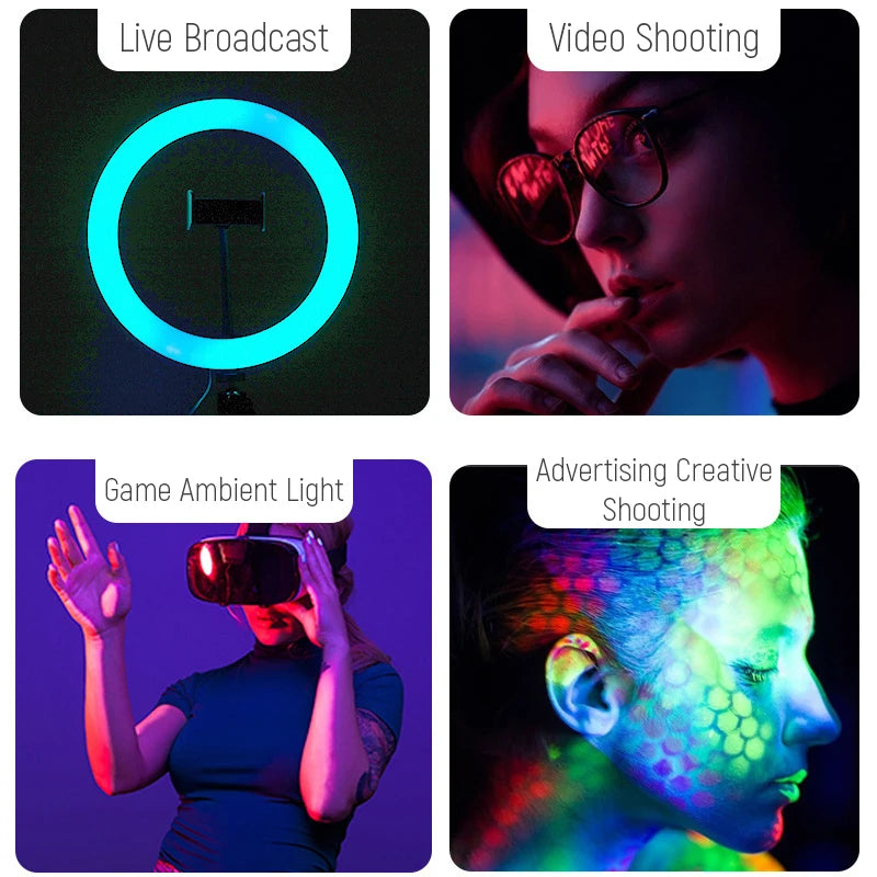 13 Inch RGB Ring Light with Tripod Stand - Adjustable LED Lighting Tidesmit