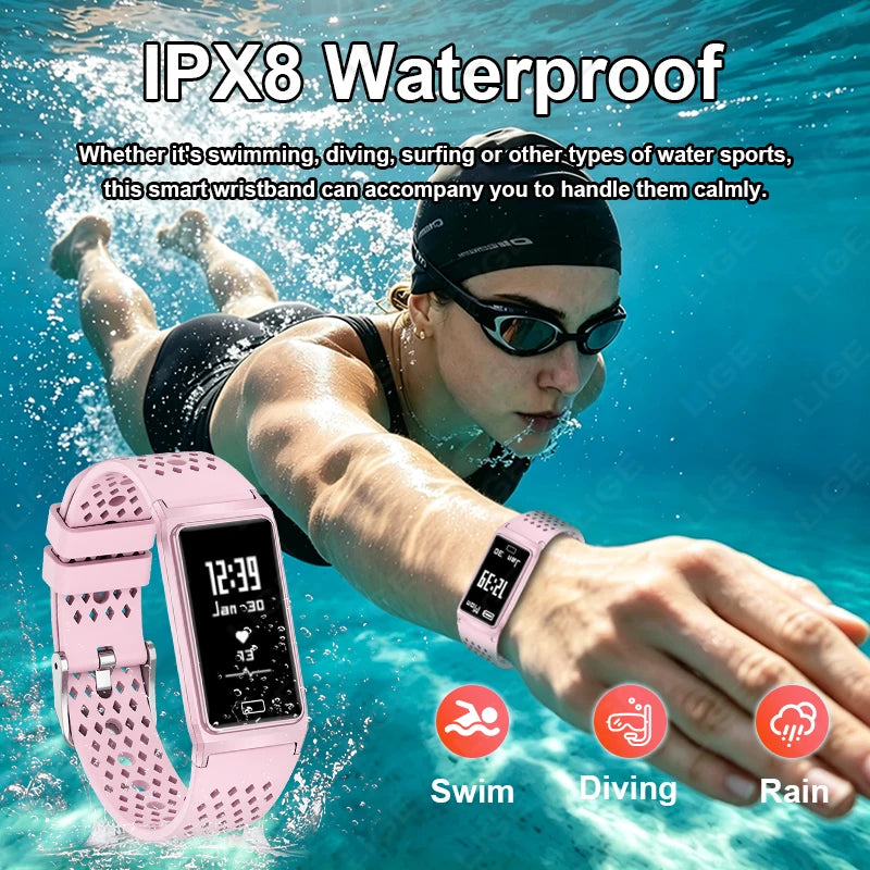 LIGE Women Smart Bracelet Heart Rate Sleep Monitor Health Band Waterproof Sports Fitness Tracker Men Smartwatch For Android iOS