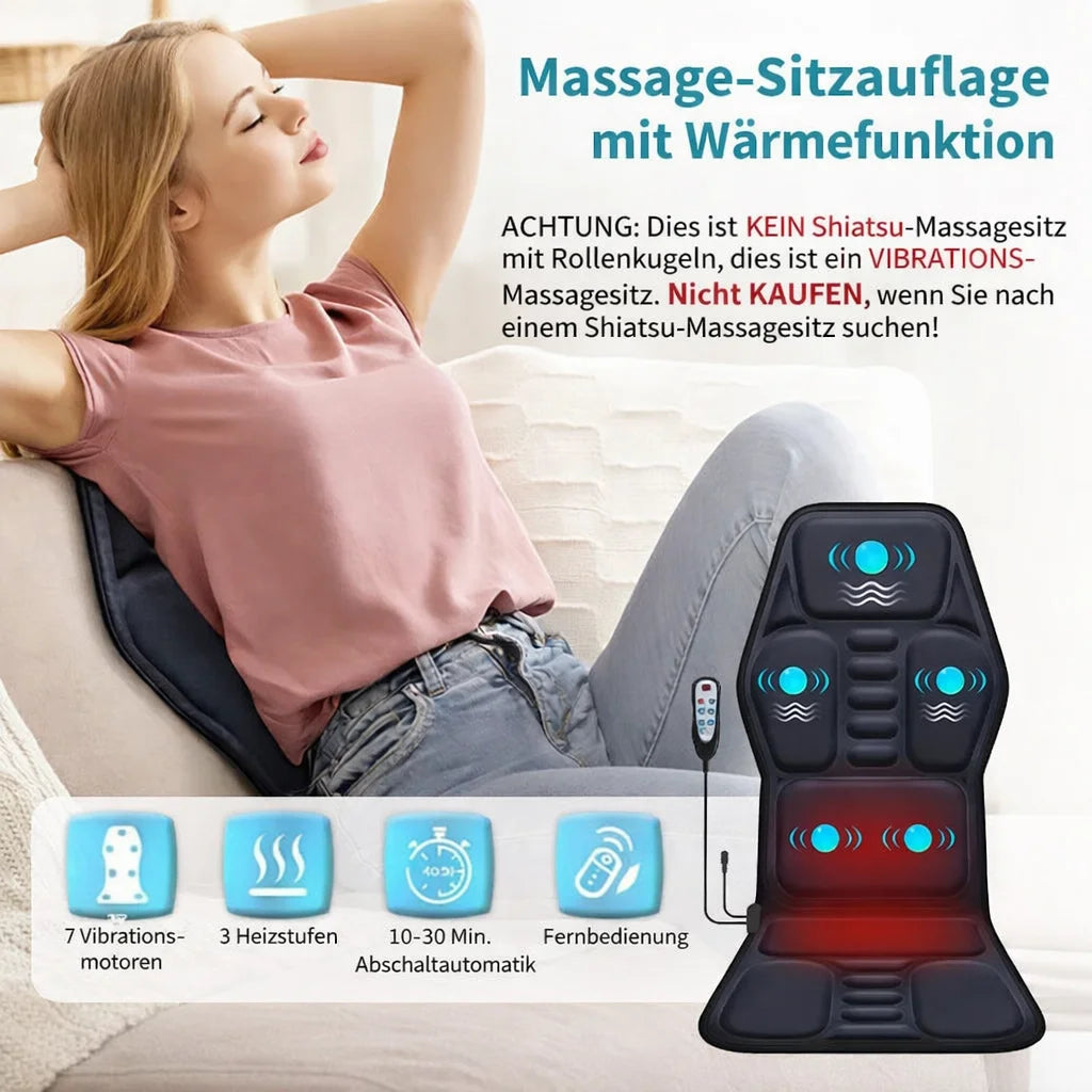 Massage Seat Cushion with Heat & Vibration - Portable Muscle Relief Massage Cushion Tidesmit