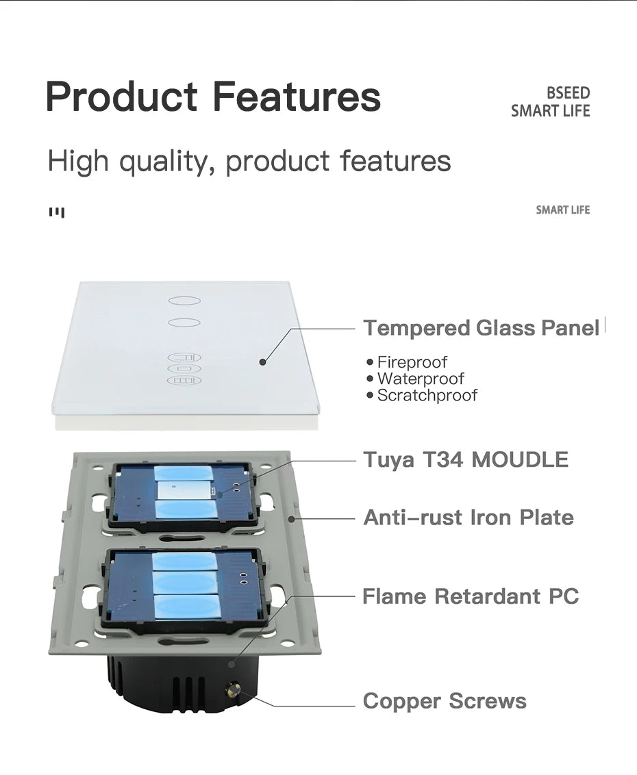 Tidesmit Smart WiFi Shutter Switch - App Controlled Roller Blind Timer Tidesmit