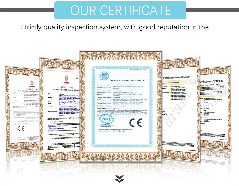 Product certification and verification certificates in framed document layout