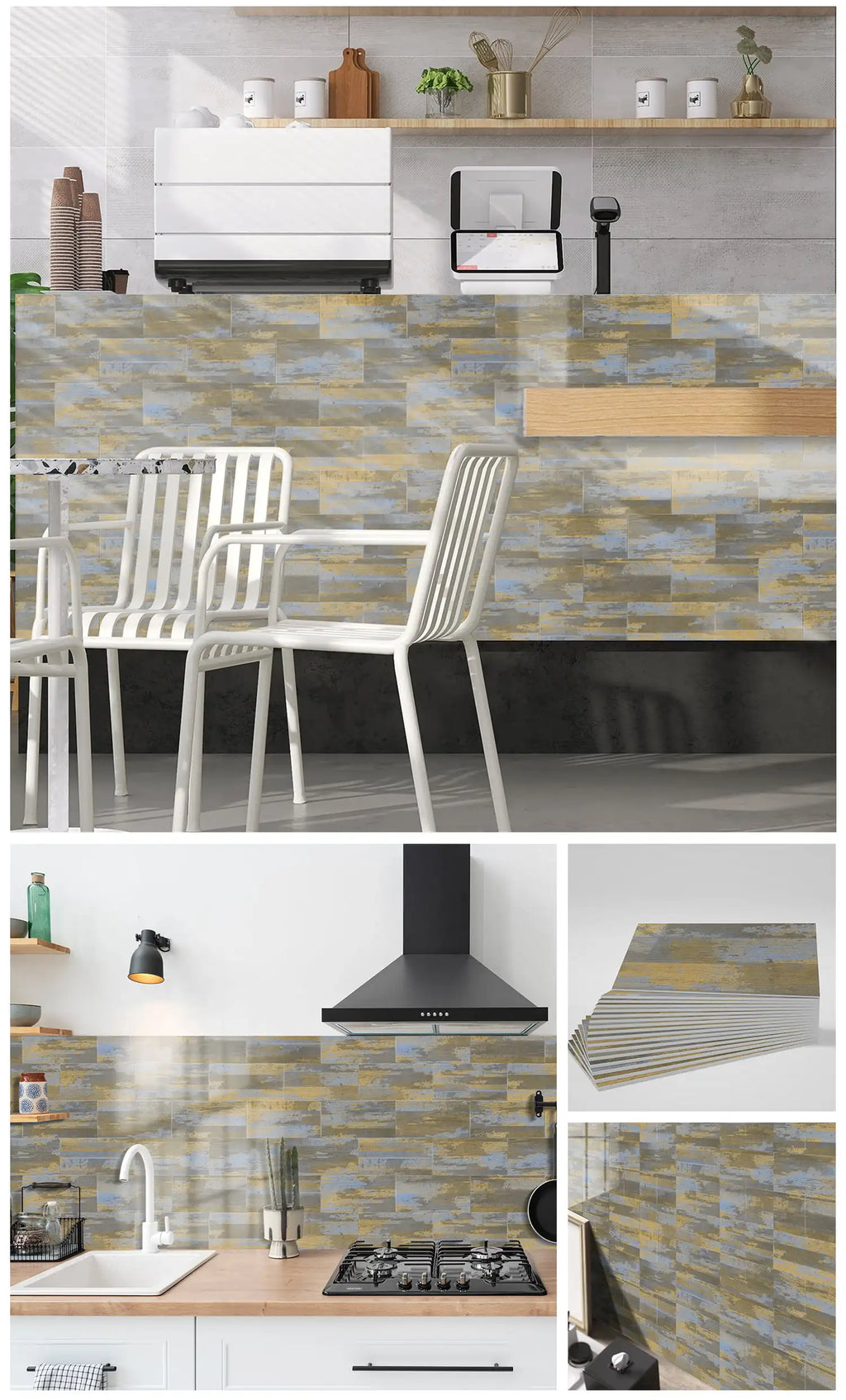 Self Adhesive Foam Ceramic Tile Stickers Bathroom Kitchen Waterproof Anti Fouling Thickened Wall Decoration Marble Decals