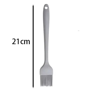 Gray silicone pastry brush with fine bristles, 21cm handle length