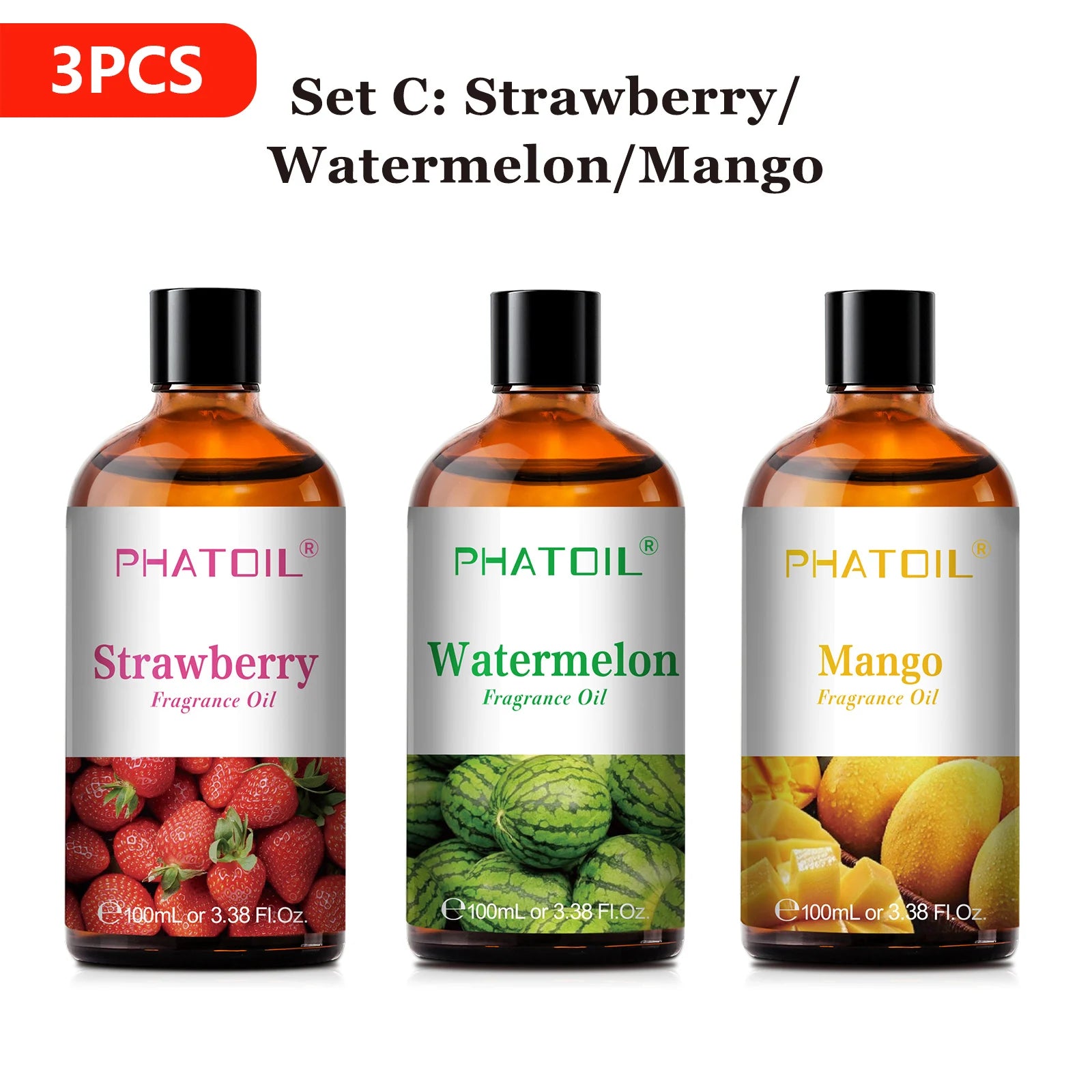 PHATOIL 100ml Fragrance Oil Cherry Coconut & Vanilla Mango Watermelon Strawberry Aromatherapy Oils For Diffuser Candle Making