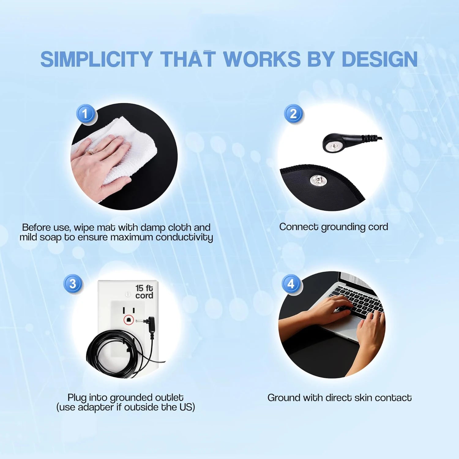Grounding Mat for Feet 60x40cm - Circulation Wellness Tool Relaxation Treatment Tidesmit