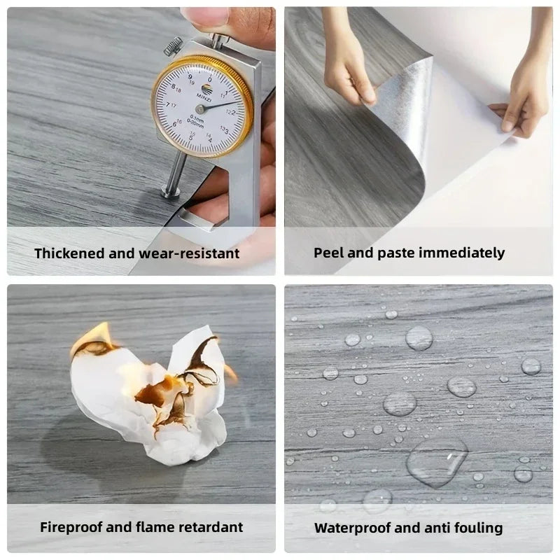 Self-adhesive Vinyl Floor Tiles Wood Grain Design Waterproof  Wear-resistant Wall Tiles for Bedrooms Kitchens Living Room Decor