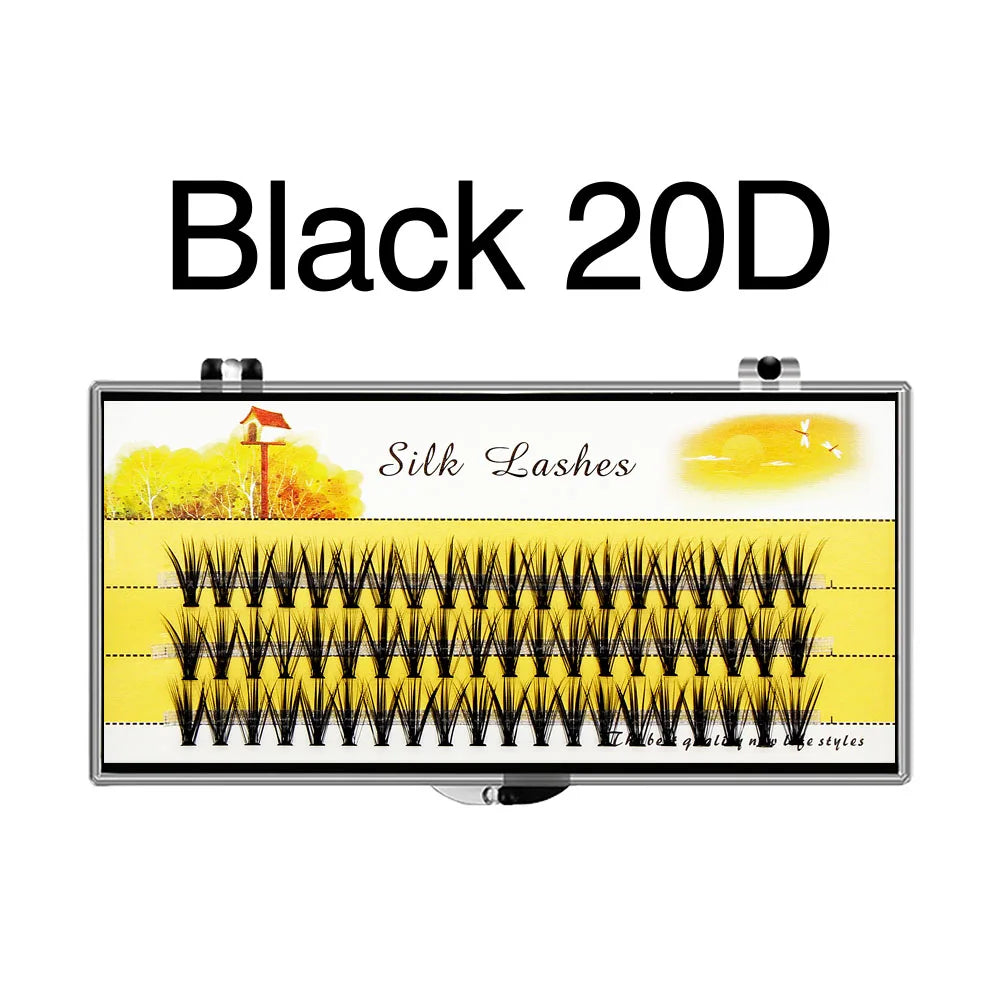 Individual Cluster 3D Volume Silk Lashes by Tidesmit False Eyelashes Black 20D Tidesmit