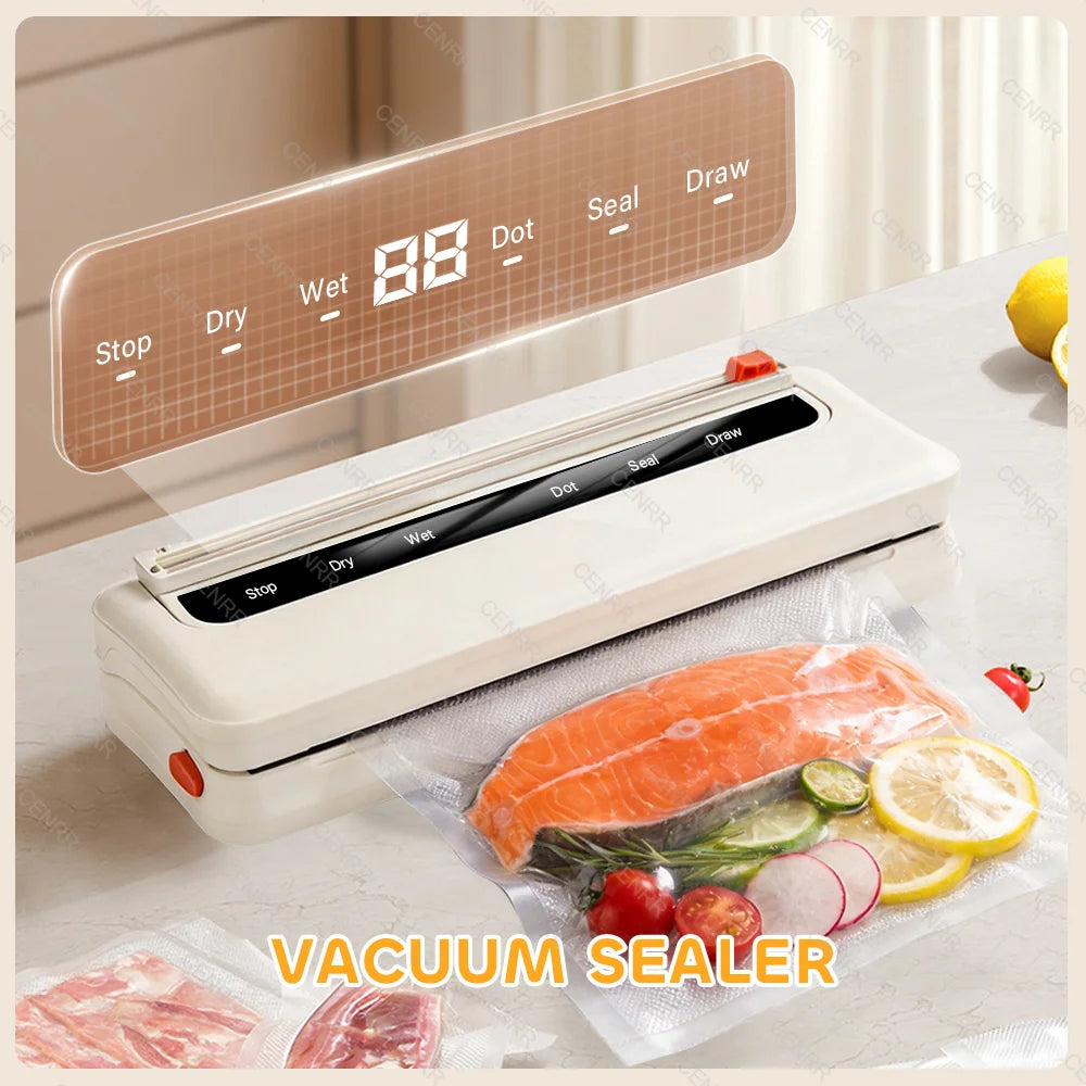 CENRR NEW Electric Vaccum Sealer Dry/Wet Food Packaging Machine Bag Sealing With UV Food Cutter Food Vacuum Packaging Machine